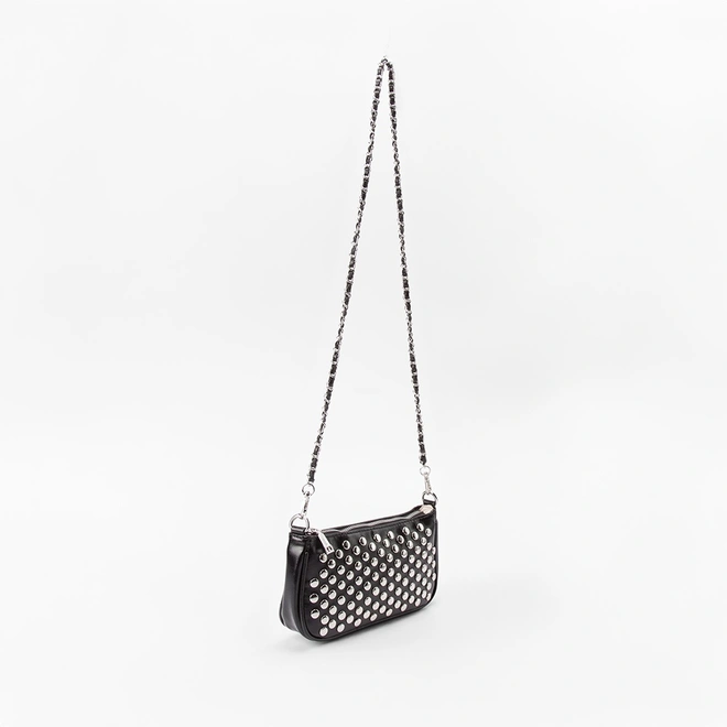 Bolsa Baguete Gabriela Pequena Tachas Preto