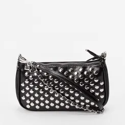Bolsa Baguete Gabriela Pequena Tachas Preto