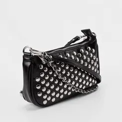 Bolsa Baguete Gabriela Pequena Tachas Preto