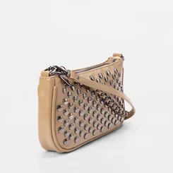 Bolsa Baguete Gabriela Pequena Tachas Bege
