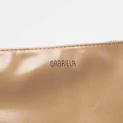 Bolsa Baguete Gabriela Pequena Tachas Bege