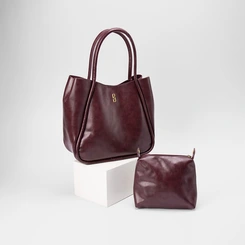Bolsa Shopping Bag Gabriela Com Necessaire Vinho