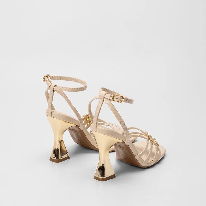 Sandália Feminina Bebecê Salto Taça Tiras Slim Off White