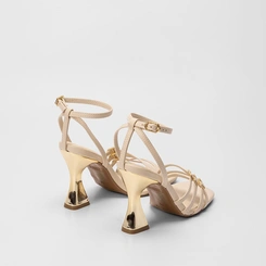 Sandália Feminina Bebecê Salto Taça Tiras Slim Off White
