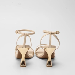 Sandália Feminina Bebecê Salto Taça Tiras Slim Off White