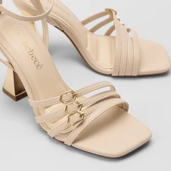 Sandália Feminina Bebecê Salto Taça Tiras Slim Off White