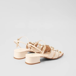 Sandália Gabriela Salto Bloco Tira Larga Rebite Off White