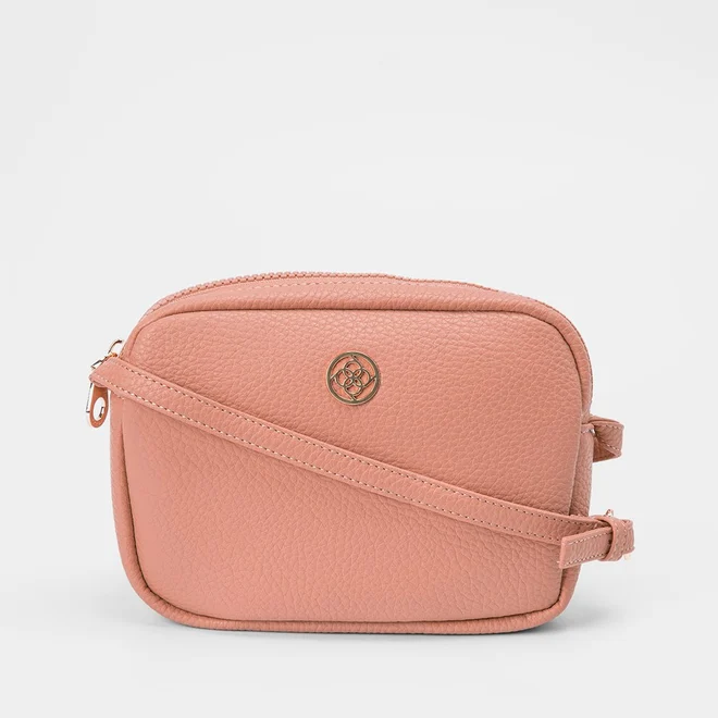 Bolsa Transversal Pequena Penélope Texturizada Rosê