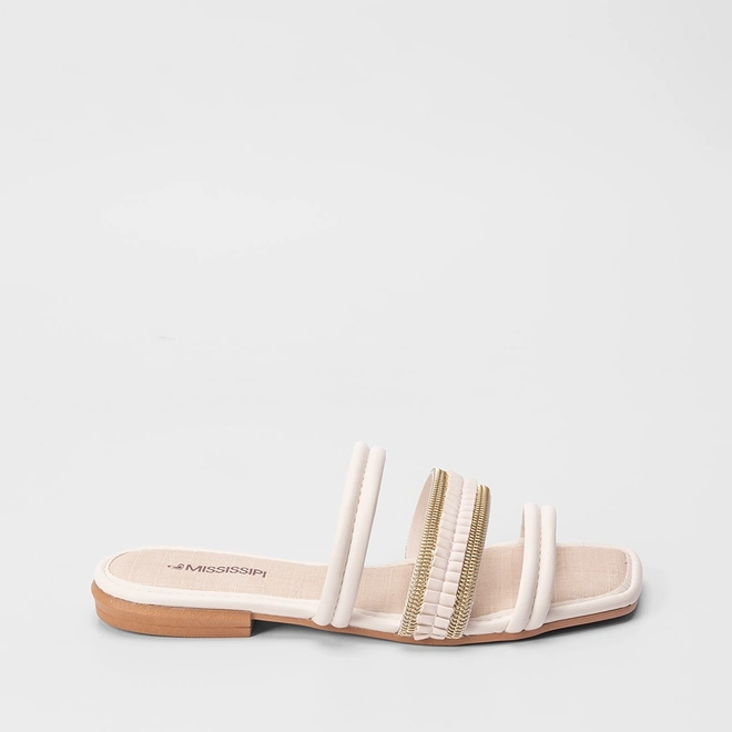 Rasteira Mississipi Tira Tripla Estilizadas Off White