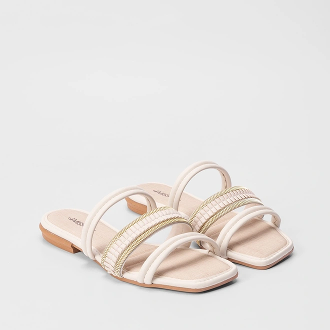 Rasteira Mississipi Tira Tripla Estilizadas Off White