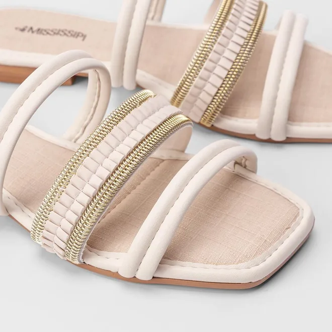 Rasteira Mississipi Tira Tripla Estilizadas Off White