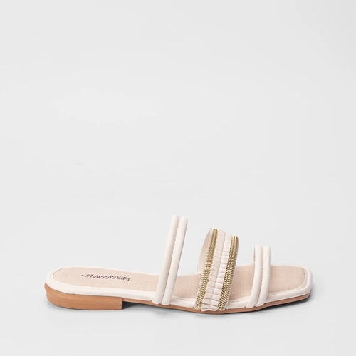 Rasteira Mississipi Tira Tripla Estilizadas Off White