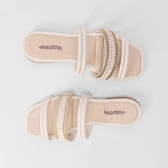 Rasteira Mississipi Tira Tripla Estilizadas Off White