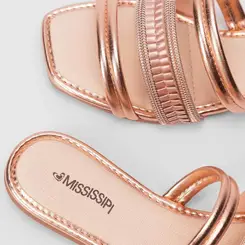 Rasteira Mississipi Tira Tripla Estilizadas Rosê Gold