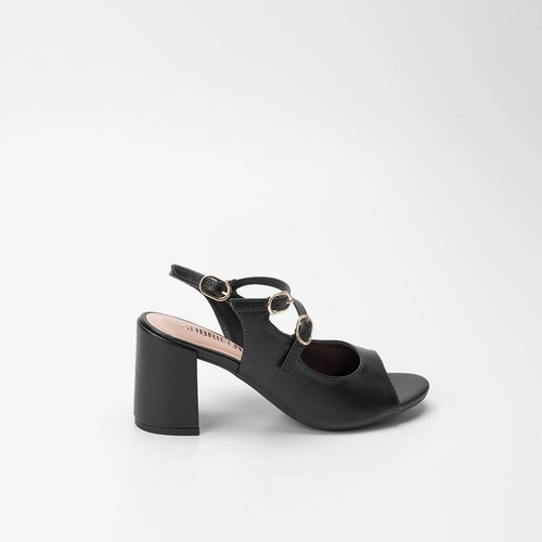 Sandália Gabriela Detalhe Decote & Fivela Preto