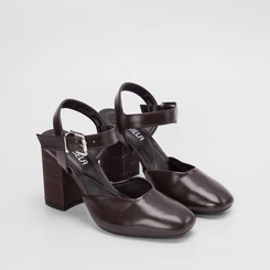 Scarpin Slingback Gabriela Salto Fachete Marrom