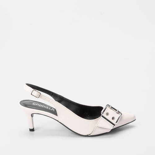 Scarpin Slingback Gabriela Detalhe Fivela Off White