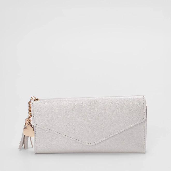 Carteira Envelope Gabriela Tassel & Coração Prata