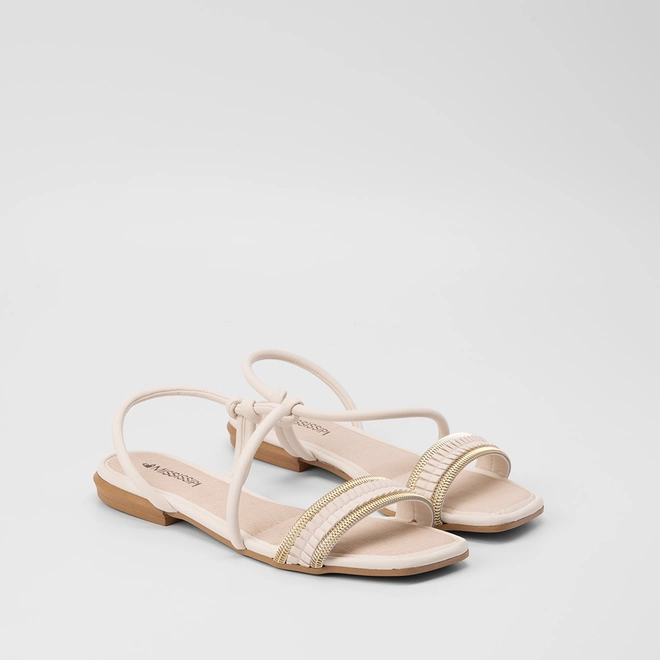 Rasteira Feminina Mississipi Tiras Estilizadas Off White