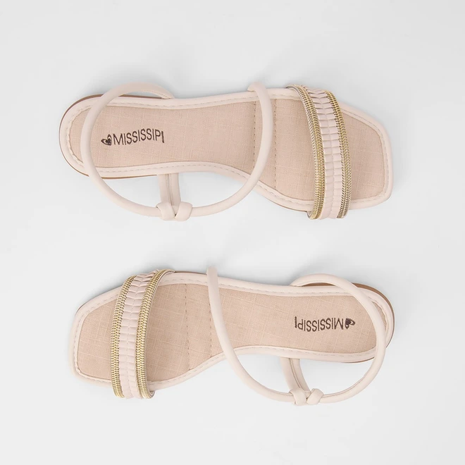 Rasteira Feminina Mississipi Tiras Estilizadas Off White