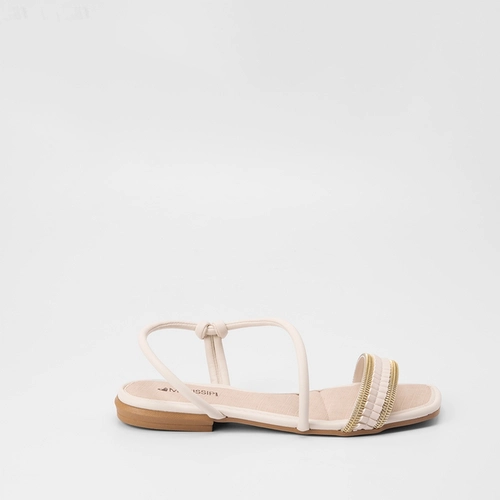 Sandália Rasteira Mississipi Tiras Estilizadas Off White