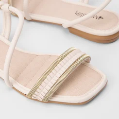 Rasteira Feminina Mississipi Tiras Estilizadas Off White