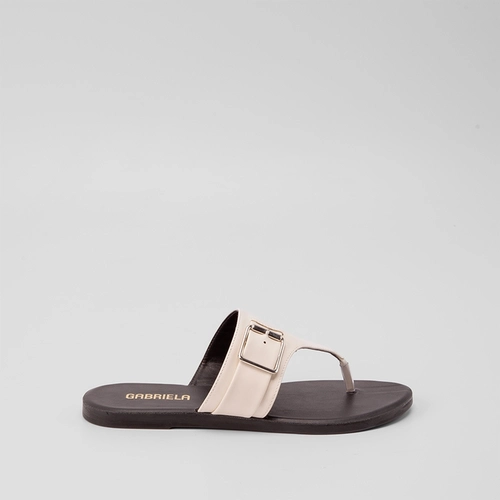 Rasteira Gabriela Tira Detalhe Fivela Off White