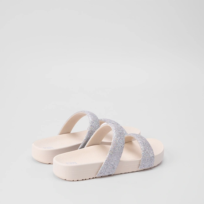 Tamanco Papete Zaxy Bestie Tira Glitter Off White
