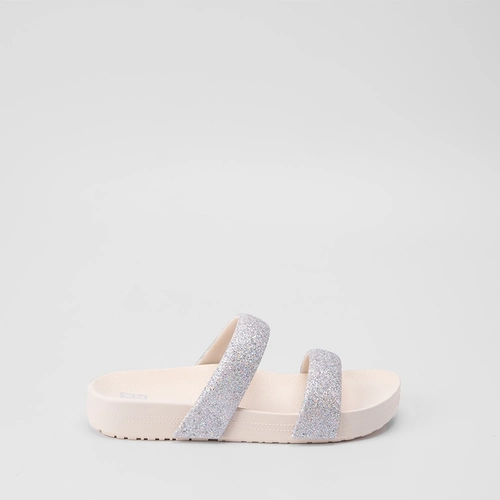 Tamanco Papete Zaxy Bestie Tira Glitter Off White