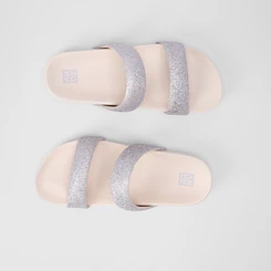 Tamanco Papete Zaxy Bestie Tira Glitter Off White