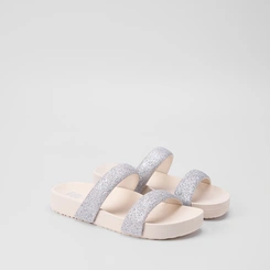 Tamanco Papete Zaxy Bestie Tira Glitter Off White