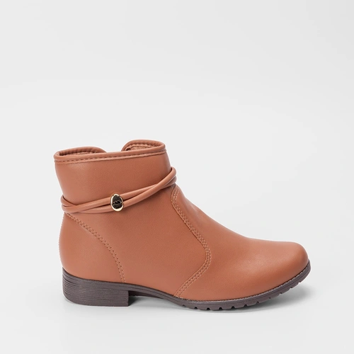 Ankle Boot Dakota Salto Bloco Detalhe Tiras Caramelo