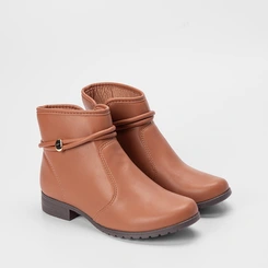 Ankle Boot Dakota Salto Bloco Detalhe Tiras Caramelo