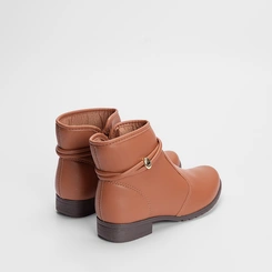 Ankle Boot Dakota Salto Bloco Detalhe Tiras Caramelo