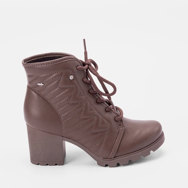 Bota Coturno Dakota Salto Grosso Detalhe Pespontos Marrom
