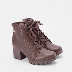 Bota Coturno Dakota Salto Grosso Detalhe Pespontos Marrom