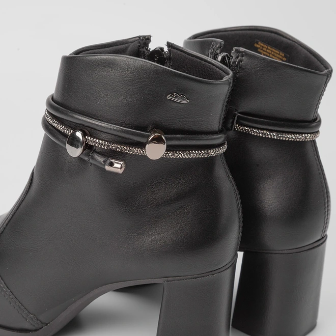 Ankle Boot Dakota Salto Grosso Detalhe Tiras Strass Preto