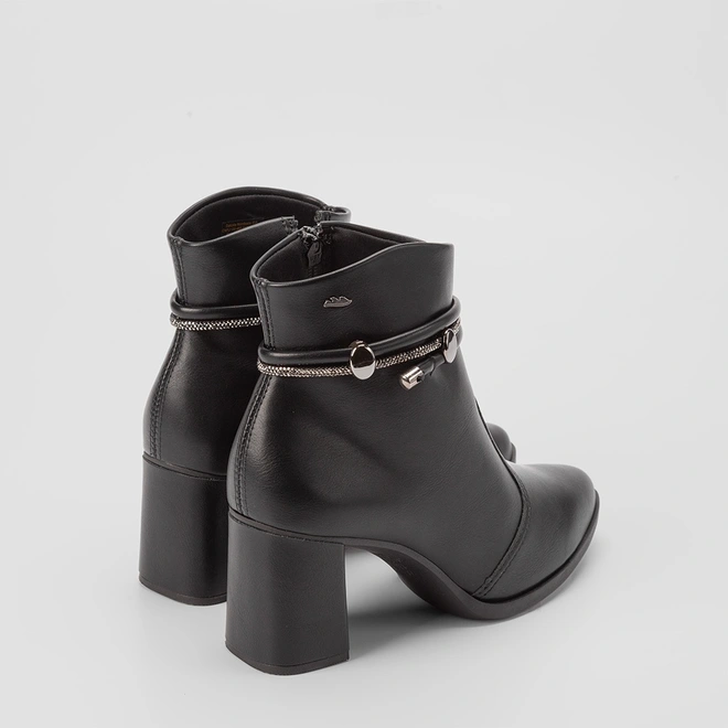 Ankle Boot Dakota Salto Grosso Detalhe Tiras Strass Preto