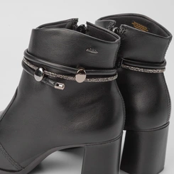 Ankle Boot Dakota Salto Grosso Detalhe Tiras Strass Preto