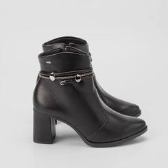 Ankle Boot Dakota Salto Grosso Detalhe Tiras Strass Preto