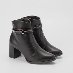 Ankle Boot Dakota Salto Grosso Detalhe Tiras Strass Preto