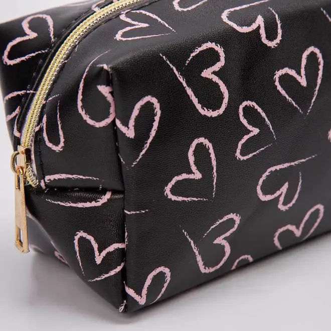 Mini Necessaire Gabriela Corações Preto