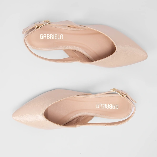 Sapatilha Slingback Gabriela Recorte Marfim