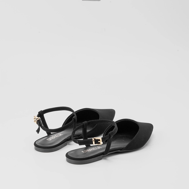 Sapatilha Slingback Gabriela Nobuck Fivela Preto