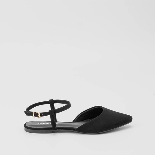 Sapatilha Slingback Gabriela Nobuck Fivela Preto