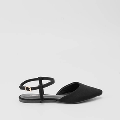 Sapatilha Slingback Gabriela Nobuck Fivela Preto
