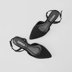 Sapatilha Slingback Gabriela Nobuck Fivela Preto