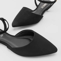 Sapatilha Slingback Gabriela Nobuck Fivela Preto