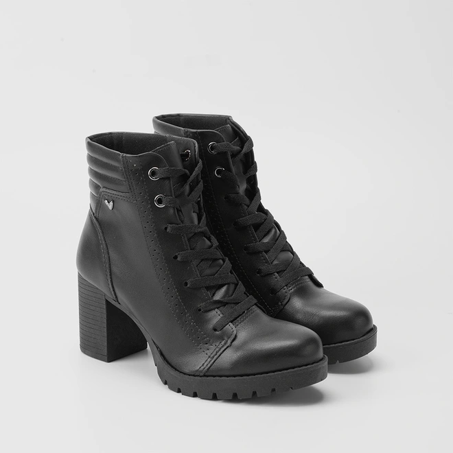 Bota Coturno Mississipi Detalhe Pesponto Acolchoado Preto
