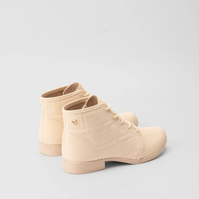 Bota Coturno Mississipi Pespontos Napa Marfim